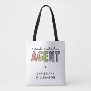 Bolso De Tela Agente inmobiliario de nombre personalizado   Rega