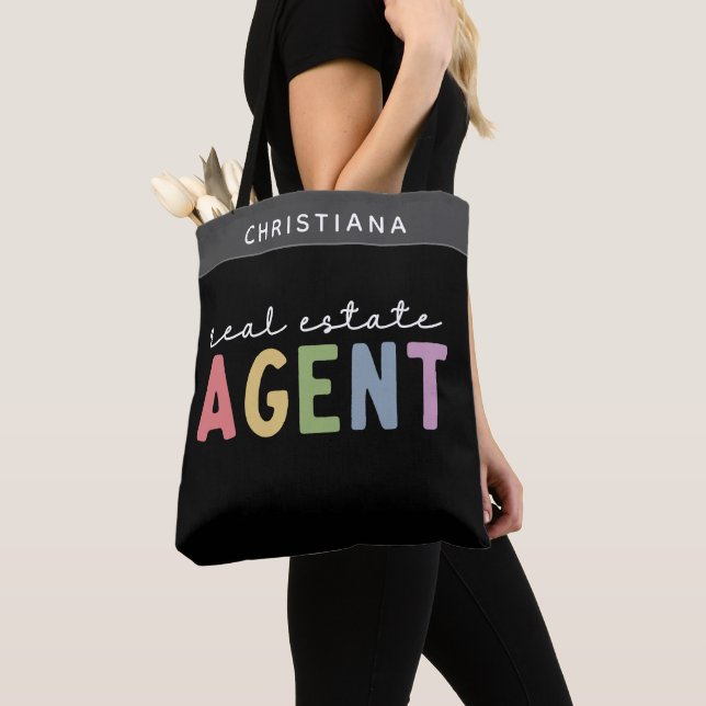 Bolso De Tela Agente inmobiliario de nombre personalizado | Rega (Detalle)
