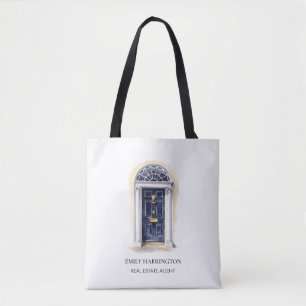 Bolso De Tela Agente Inmobiliario Logo Acuarela Puerta Marina