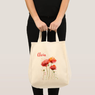 Bolso De Tela Agosto flor de nacimiento Copas rojas Watercolor F