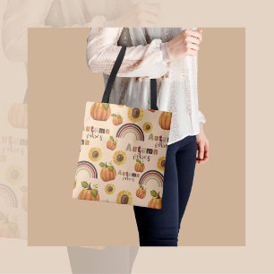 Bolso De Tela Agradables Vibes de calabaza floral de otoño