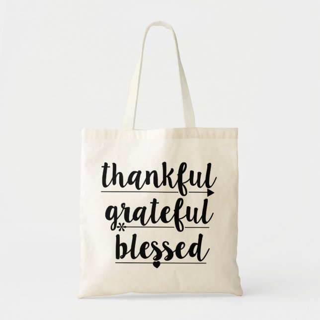 Bolso De Tela agradecido agradecido bendecido (Frente)
