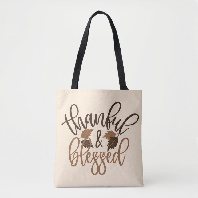 Bolso De Tela Agradecidos y bendecidos (Anverso)