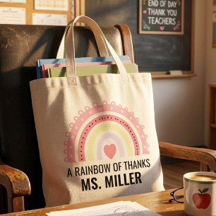 Bolso De Tela Agradecimiento al Profesor Boho Arcoíris