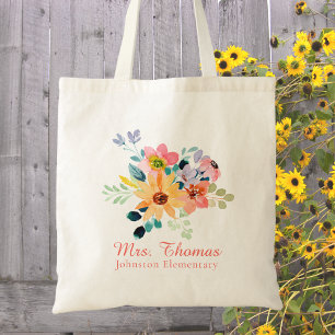 Bolso De Tela Agradecimiento al Profesor de Acuarela Floral Mode
