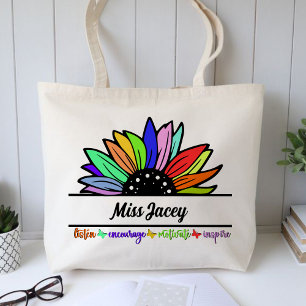 Bolso De Tela Agradecimiento de profesores de flores silvestres,