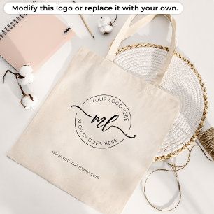 Bolso De Tela Agrega tu logo Elegantes iniciales de monograma pa