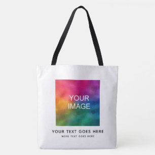 Bolso De Tela Agrega tu texto nombre imagen foto logotipo aquí