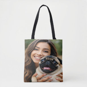 Bolso De Tela Agregar foto de pug personalizar