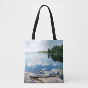 Bolso De Tela Agua Canoa en el lago de Suecia
