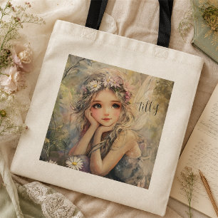 Bolso De Tela Agua de Hadas Personalizada Acuarela Niña de las F