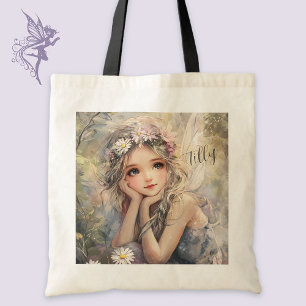Bolso De Tela Agua de Hadas Personalizada Acuarela Niña de las F