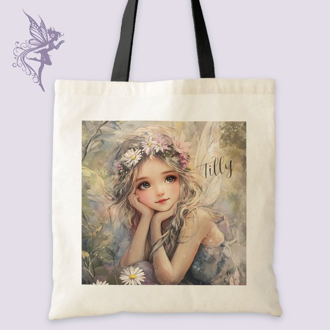 Bolso De Tela Agua de Hadas Personalizada Acuarela Niña de las F (Subido por el creador)