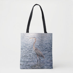 Bolso De Tela Agua de la garza azul por todas partes