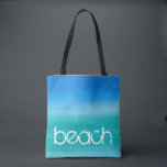 Bolso De Tela Agua de mar acuarela océano azul verde<br><div class="desc">Este diseño de playa presenta texto desgastado sobre un fondo de acuarela en tonos azul y verde de océano. ¡Haga clic en el botón personalizar para obtener opciones para modificar o agregar texto! Las variaciones de este diseño, colores adicionales, así como productos coordinados están disponibles en nuestra tienda, zazzle.com/store/doodlelulu. ¡Contáctenos...</div>