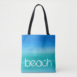 Bolso De Tela Agua de Playa Acuarela Océano Azul Verde