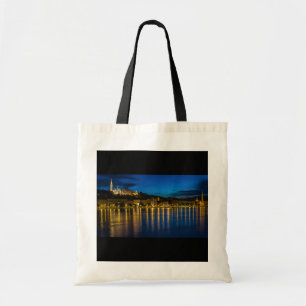 Bolso De Tela Agua de reflexión del río Danubio de Budapest en