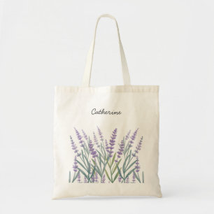 Bolso De Tela Agua Floral Lila Púrpura Acuarela