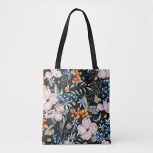 Bolso De Tela Agua suave: bayas florales rosas