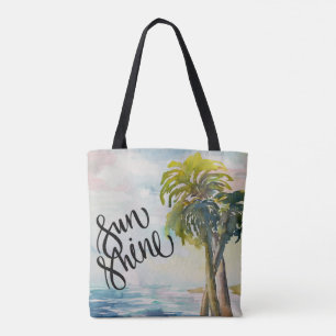 Bolso De Tela Agua Tropical Ocean Palm Trees