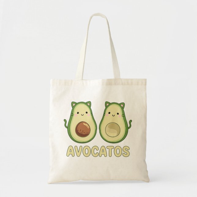 Bolso De Tela Aguacates Kawaii Cat & Aguacate (Frente)