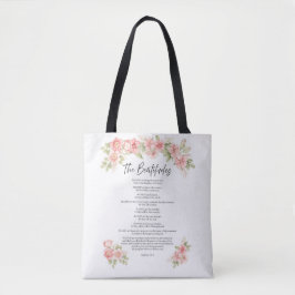 Bolso De Tela Aguadas de Florales de Rubor Bienaventuranzas Escr