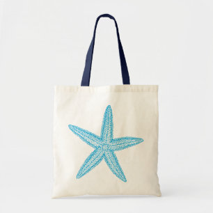 Bolso De Tela Aguamarina de las estrellas de mar azul