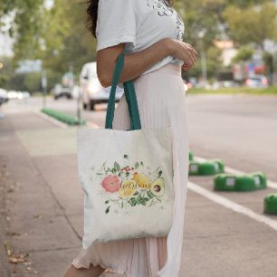 Bolso De Tela Aguarela Femenina Fruta Cítrica Tropical   Monogra