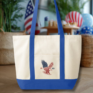 Bolso De Tela Águila Americana Patriótica Feliz 250 Aniversario