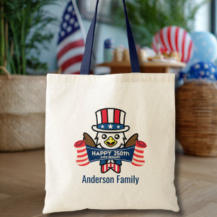 Bolso De Tela Águila Americana Patriótica Feliz 250 Aniversario