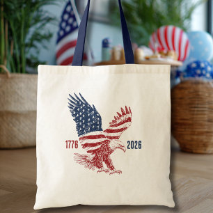 Bolso De Tela Águila Americana Patriótica Feliz 250 Aniversario
