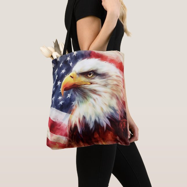 Bolso De Tela Águila calva con bandera de los Estados Unidos de  (Detalle)