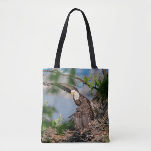 Bolso De Tela Águila calva saliendo del nido