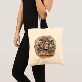 Bolso De Tela Águila - Hombre - Lobo - acuarela arte 1 - Diversi