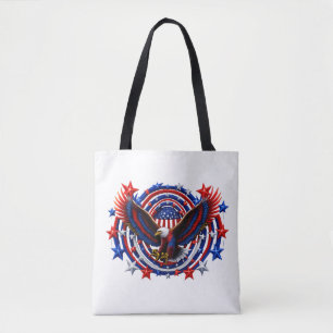 Bolso De Tela Águila Neon Patriótica Explosión – Rojo Blanco & A