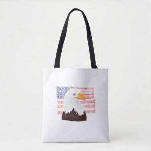 Bolso De Tela Águila y bandera calva americana - blanco transpar