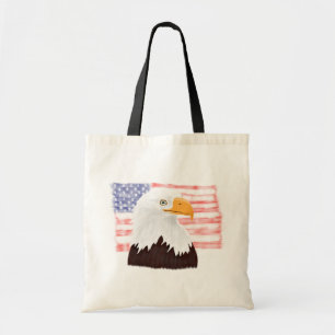 Bolso De Tela Águila y bandera calva americana - blanco transpar