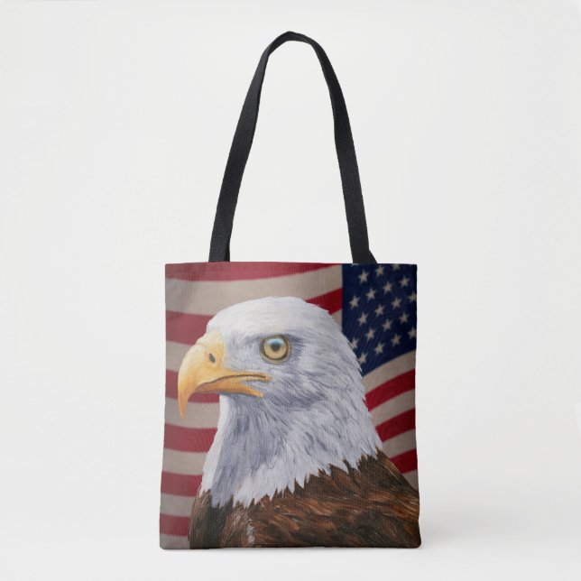 Bolso De Tela Águila y bandera de los Estados Unidos (Anverso)