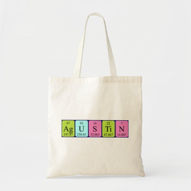 Bolso De Tela Agustin nombre de tabla periódica (Frente)