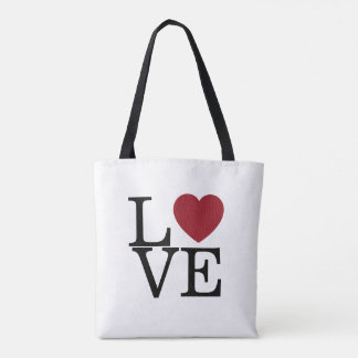 Bolso De Tela Ahava (amor) rojo con inglés y corazón