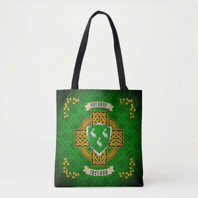 Bolso De Tela Ahearne Irish Shield y Celtic Cross Personalizadas (Anverso)