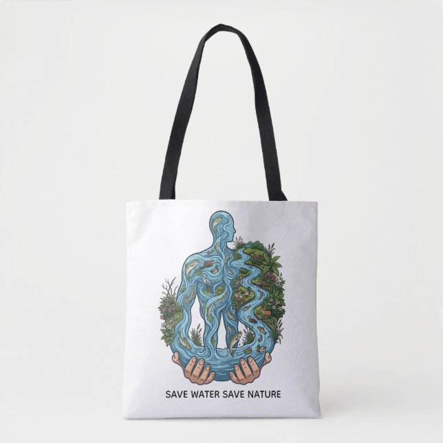 Bolso De Tela Ahorra Agua Salva la Naturaleza Conciencia Ecológi (Anverso)