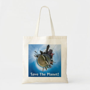 Bolso De Tela Ahorre el tote de Panoplanet de la ciudad de
