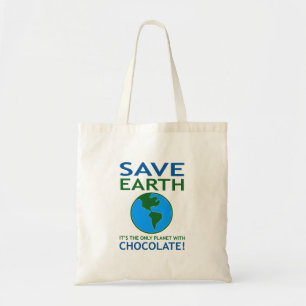 Bolso De Tela Ahorre la tierra que tiene chocolate divertido