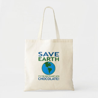 Bolso De Tela Ahorre la tierra que tiene chocolate divertido