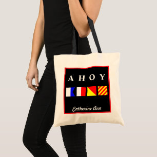 Bolso De Tela Ahoy nombre rojo de la frontera
