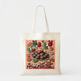 Bolso De Tela AI I Love Navidades Cookies, Fudge, Gifts Toag