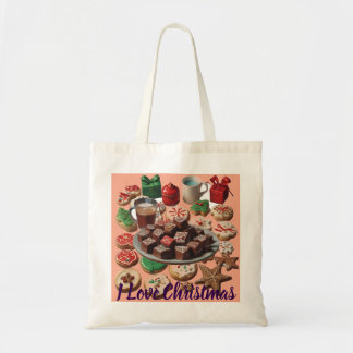 Bolso De Tela AI I Love Navidades Cookies, Fudge, Gifts Toag