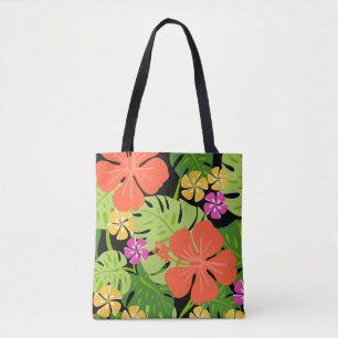 Bolso De Tela Ailani Hibisco Hawaiano Tropical-Reversible Playa