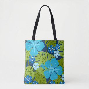 Bolso De Tela Ailani Hibisco Hawaiano Tropical-Reversible Playa